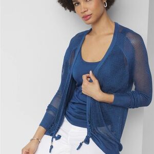 WHBM 2 piece cardigan set - Cinched Blue Open-Front Women's Sweater with tank